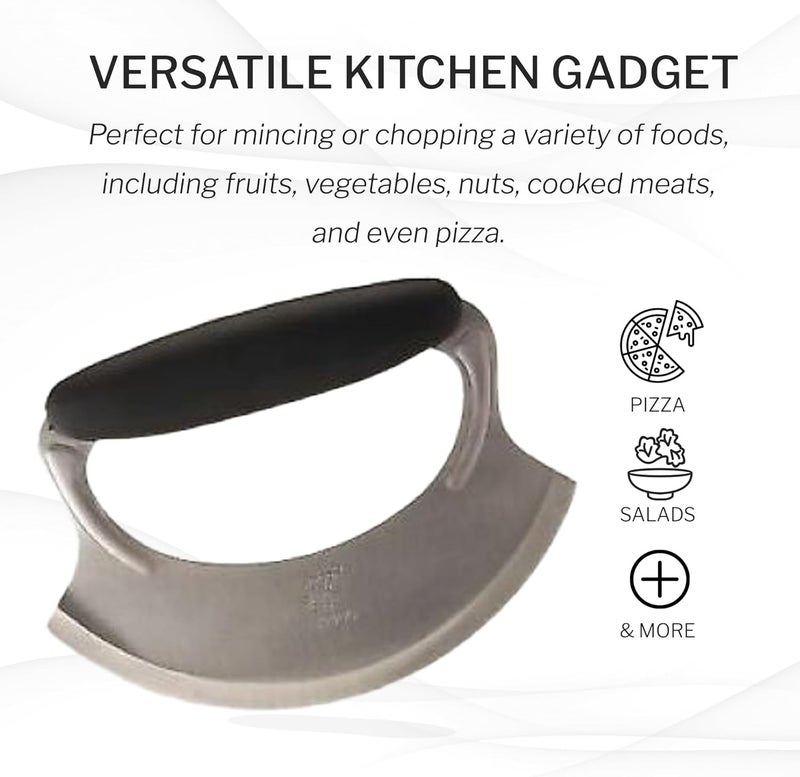 Amco 4.9" Mezzaluna with Silicone Handle (3 Pack) - Stainless Steel Blade, Versatile Chopping Tool for All Kitchen Needs - Non-Slip Grip, Easy to Use & Comfortable to Hold, Dishwasher Safe - Image 2